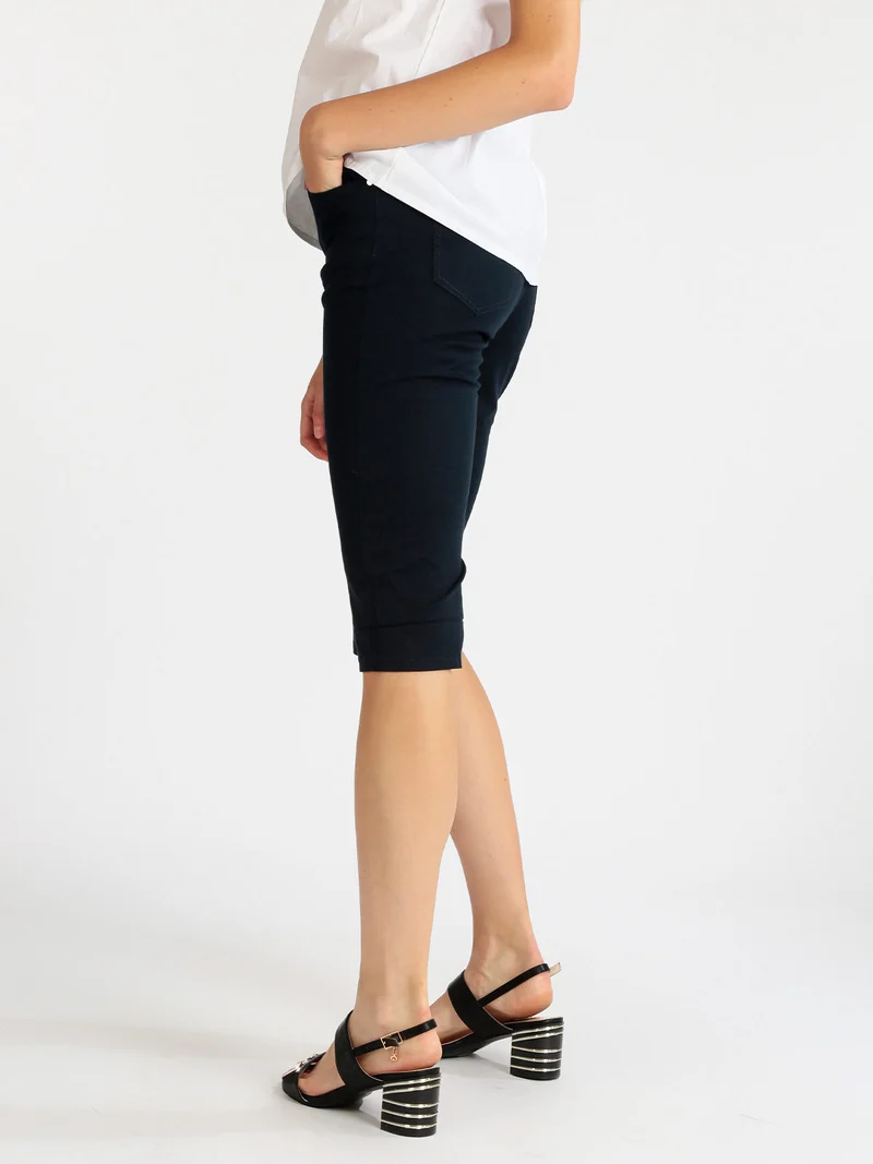 Pantaloni donna a pinocchietto in cotone - blu scuro