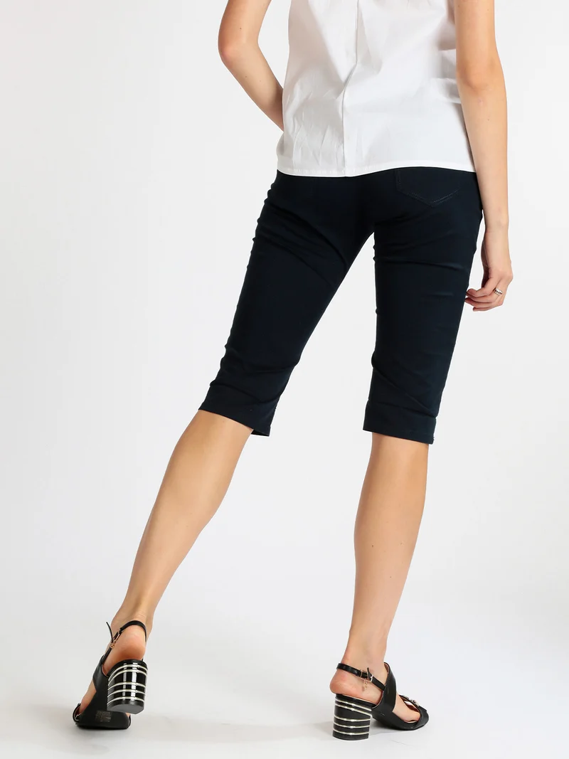 Pantaloni donna a pinocchietto in cotone - blu scuro