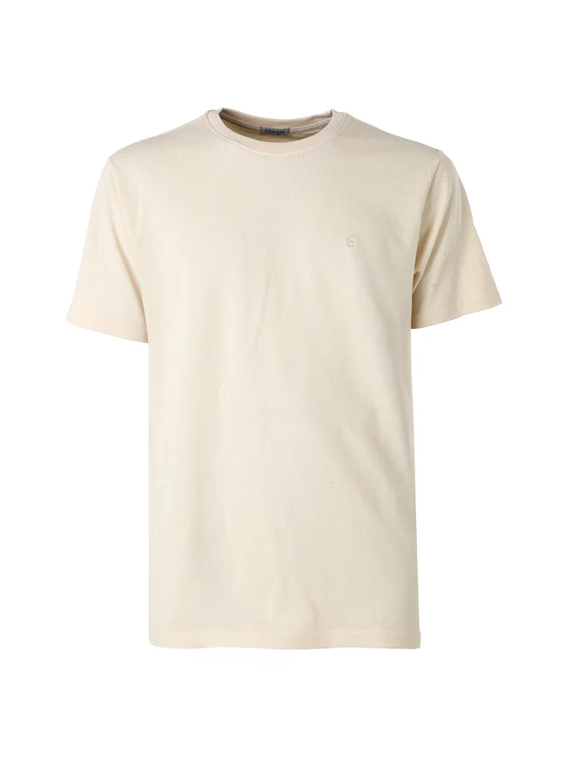 T-shirt da uomo girocollo in cotone - beige