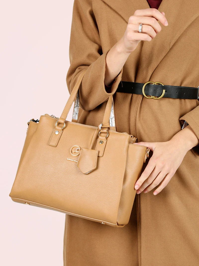 Borsa donna con doppi manici - cammello