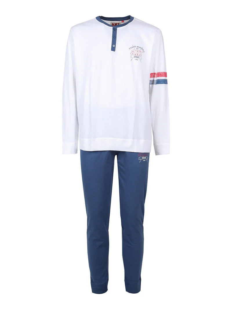 Pigiama lungo da uomo in cotone - bianco