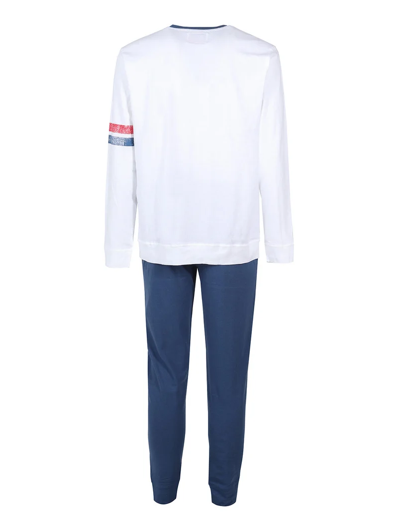 Pigiama lungo da uomo in cotone - bianco