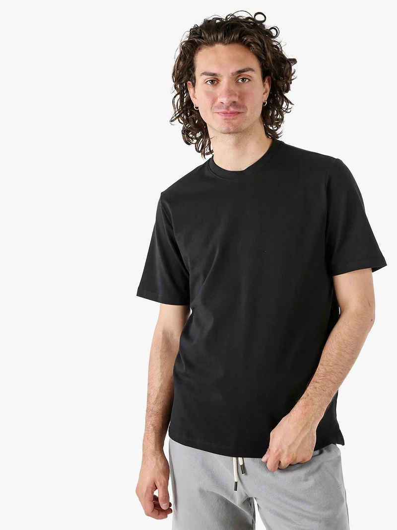 T-shirt girocollo da uomo in cotone - nero