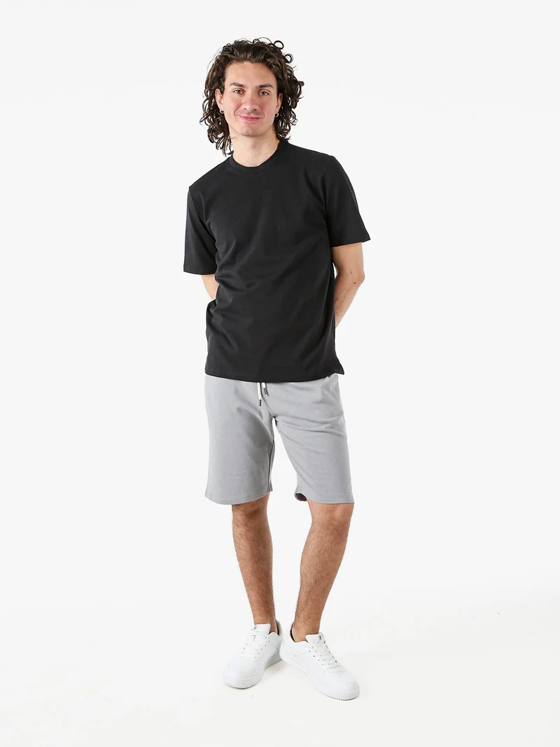 T-shirt girocollo da uomo in cotone - nero