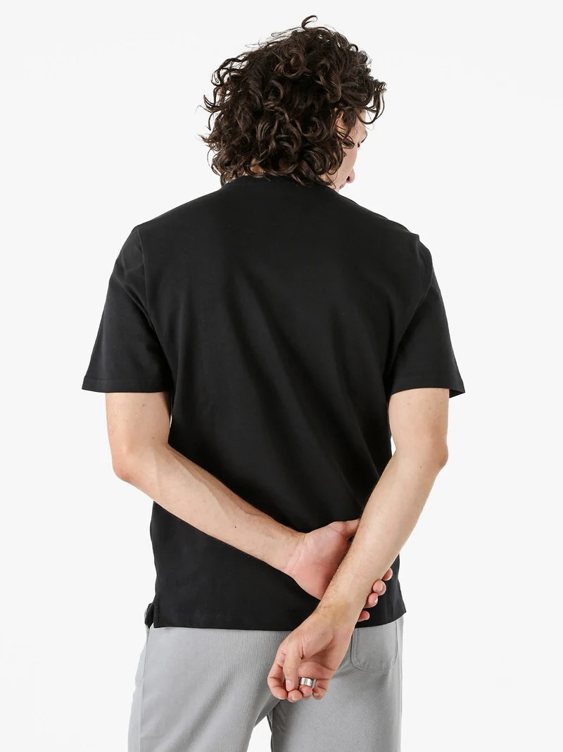 T-shirt girocollo da uomo in cotone - nero