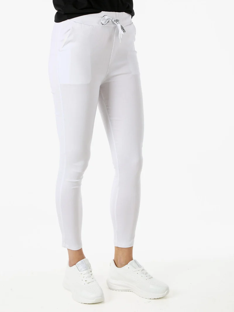Pantaloni donna elasticizzati con coulisse - bianco