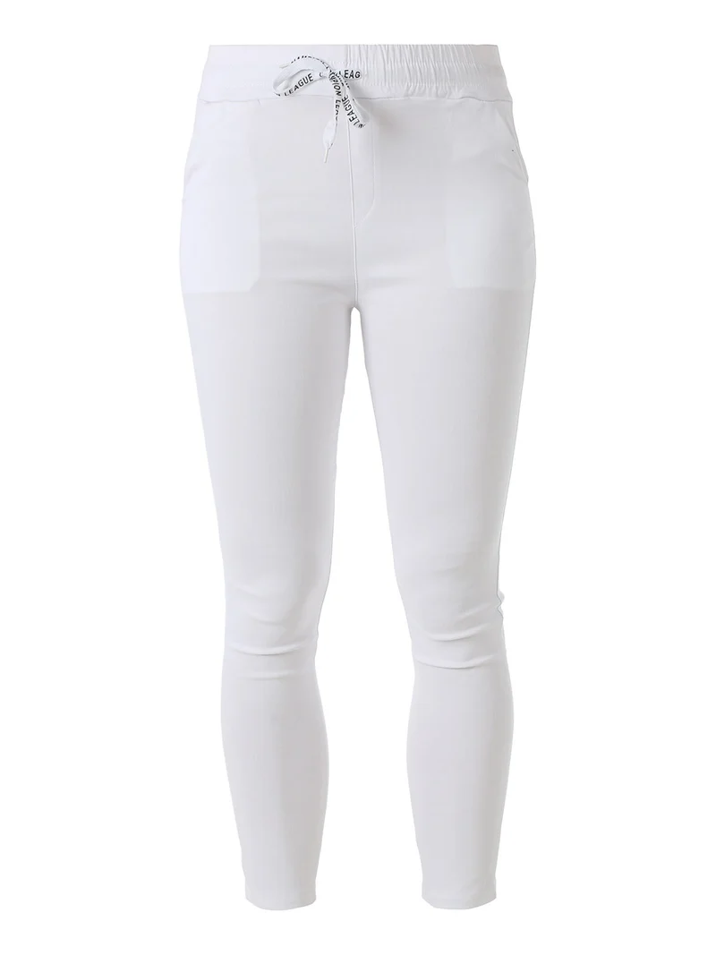 Pantaloni donna elasticizzati con coulisse - bianco