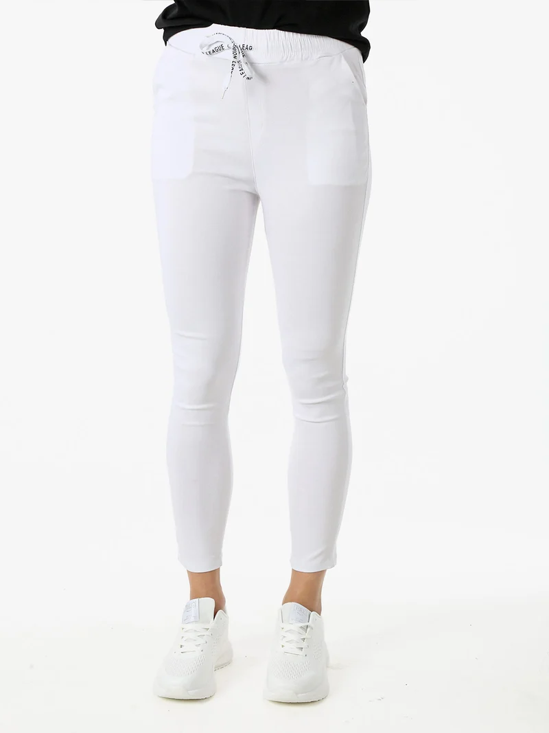 Pantaloni donna elasticizzati con coulisse - bianco