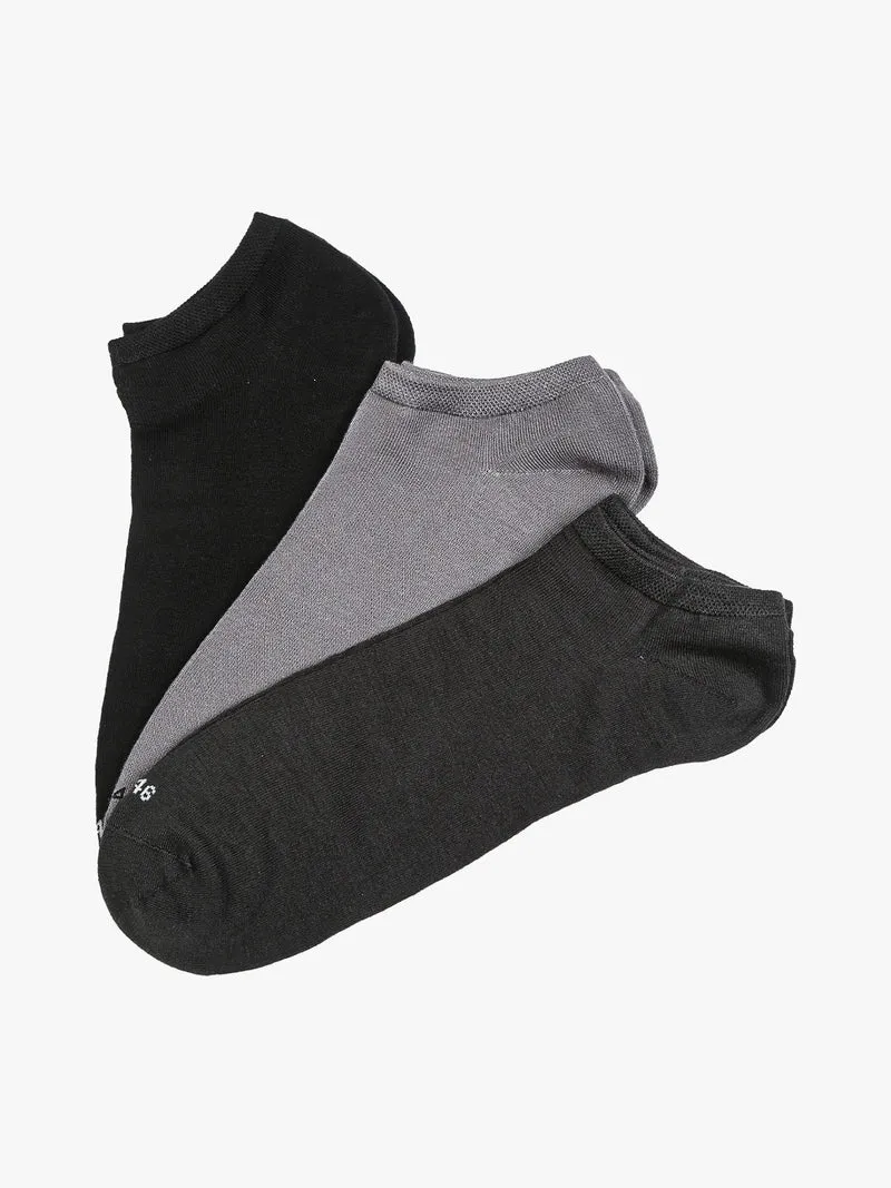 Confezione da 3 paia di calze sneakers da uomo in bamboo - grigio