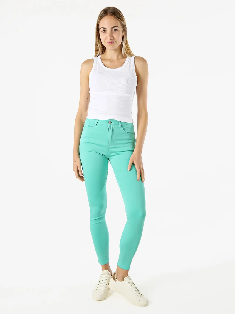 Top donna girocollo a costine - bianco