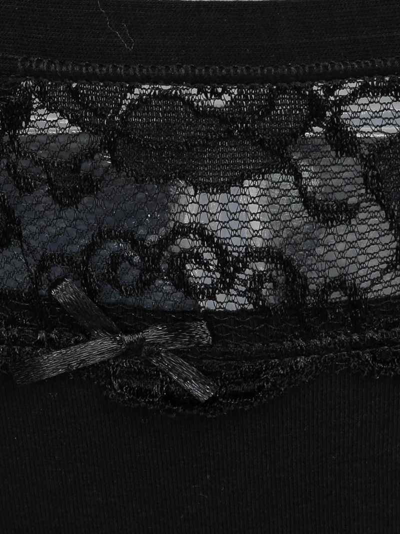 Slip in cotone con pizzo - nero