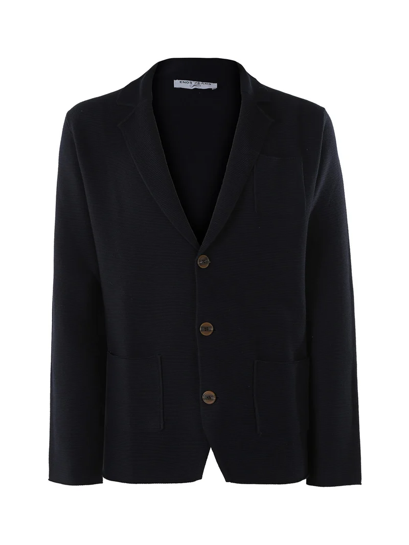 Blazer da uomo in maglia con bottoni - blu scuro