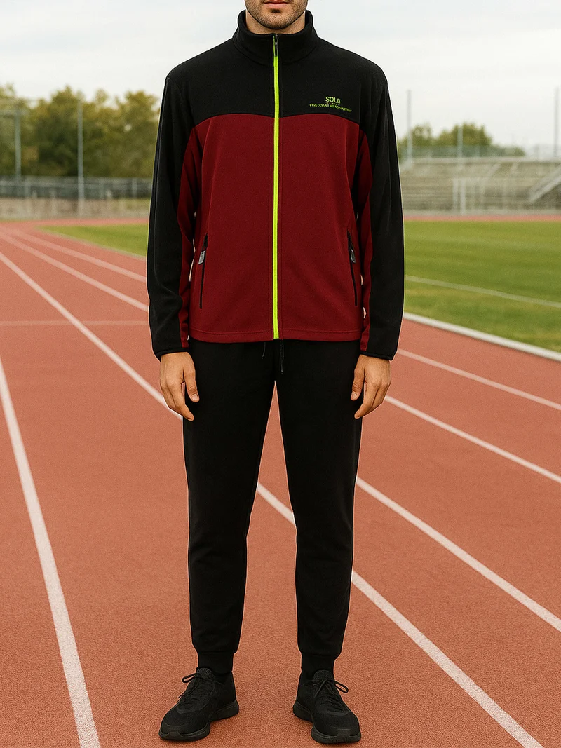 Completo tuta da uomo in pile full zip - bordeaux