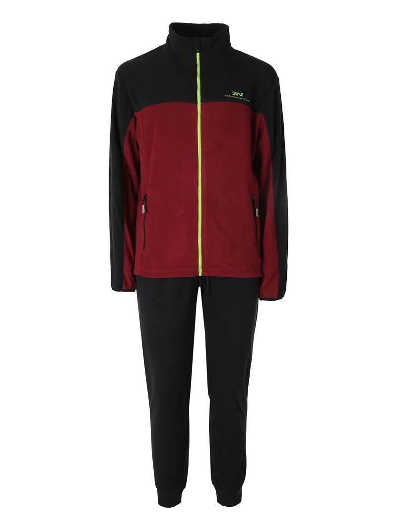 Completo tuta da uomo in pile full zip - bordeaux