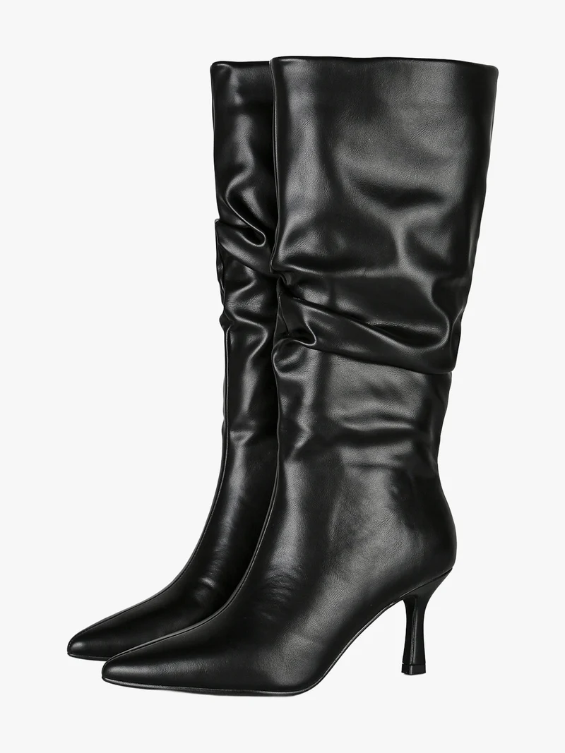 Stivali donna slouchy con tacco a rocchetto - nero