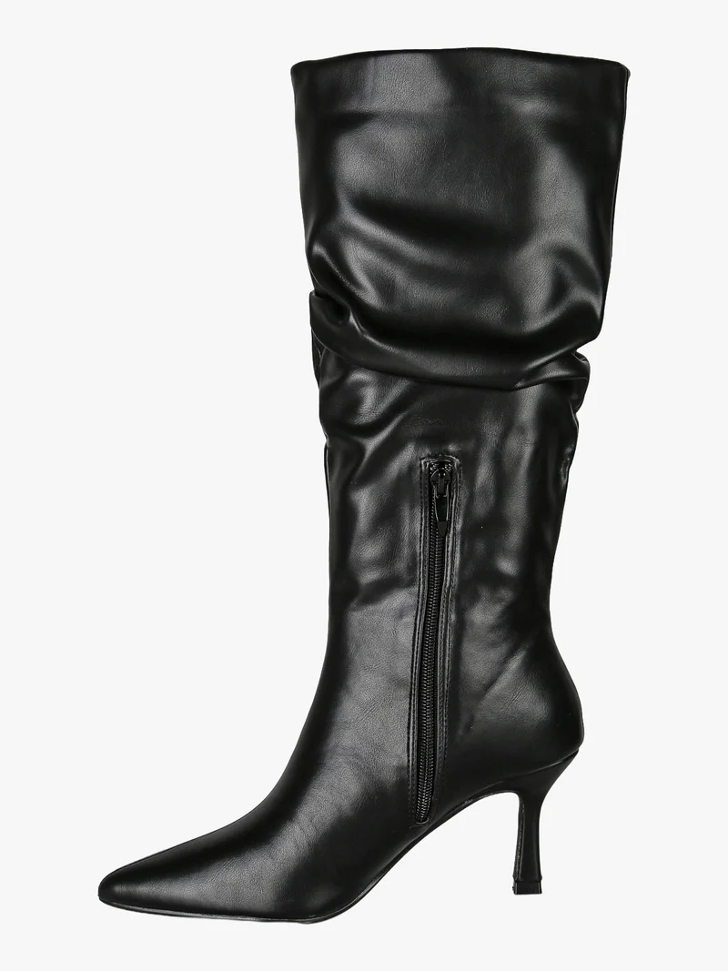 Stivali donna slouchy con tacco a rocchetto - nero