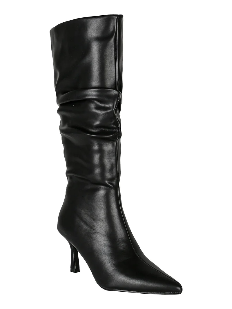 Stivali donna slouchy con tacco a rocchetto - nero