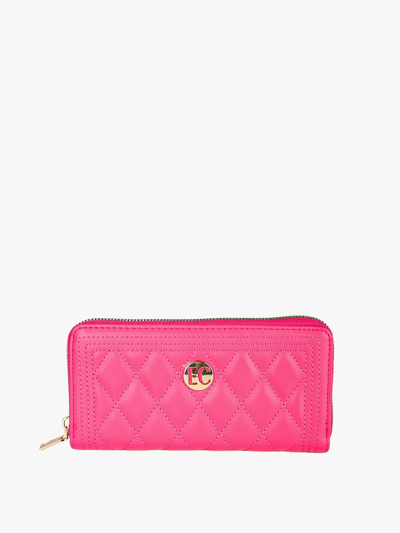Portafoglio trapuntato da donna con logo - fucsia