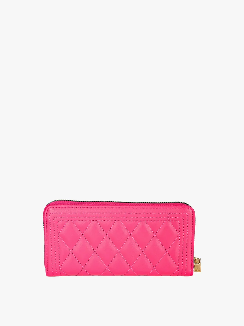 Portafoglio trapuntato da donna con logo - fucsia