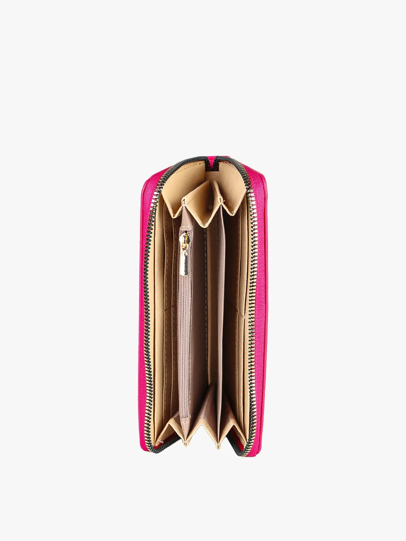Portafoglio trapuntato da donna con logo - fucsia