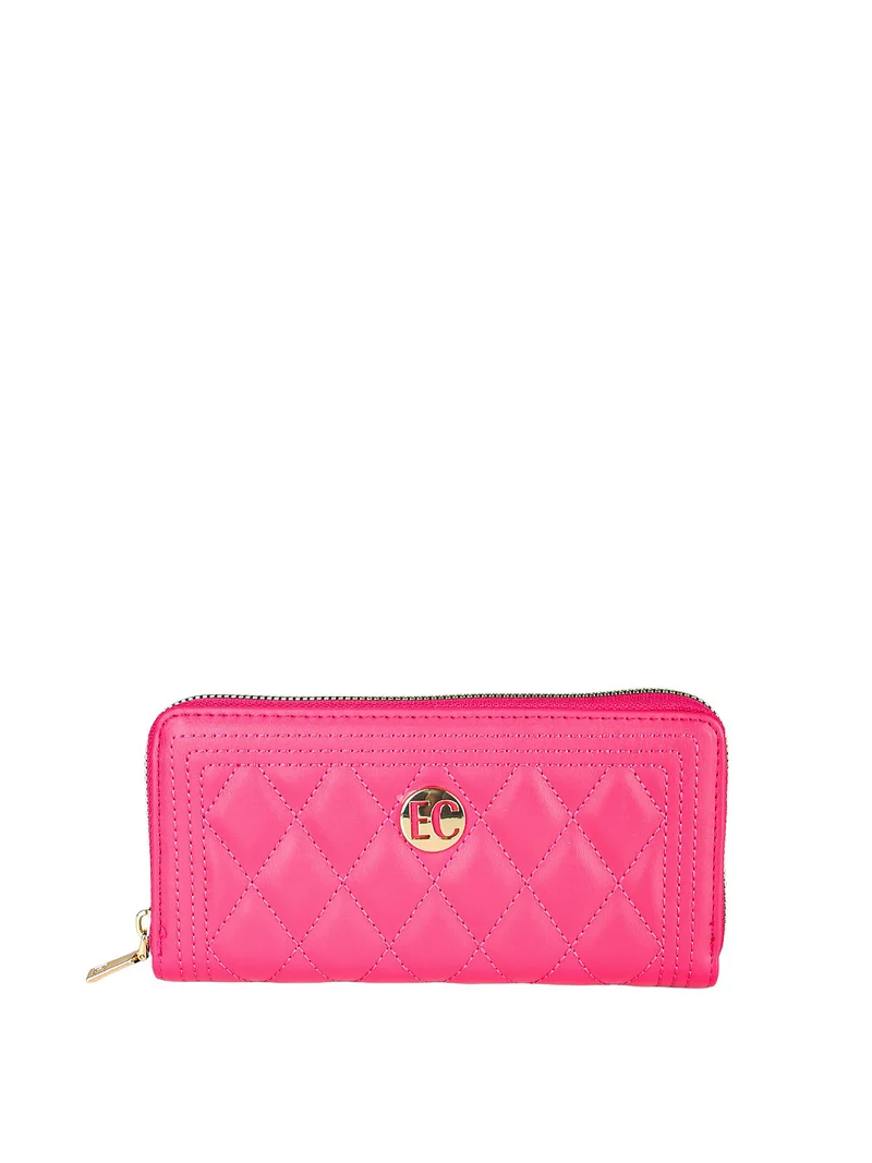 Portafoglio trapuntato da donna con logo - fucsia