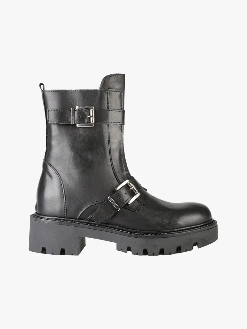Stivaletti biker in pelle da donna - nero