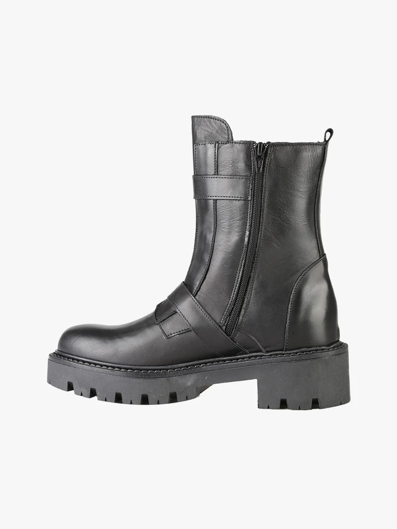 Stivaletti biker in pelle da donna - nero