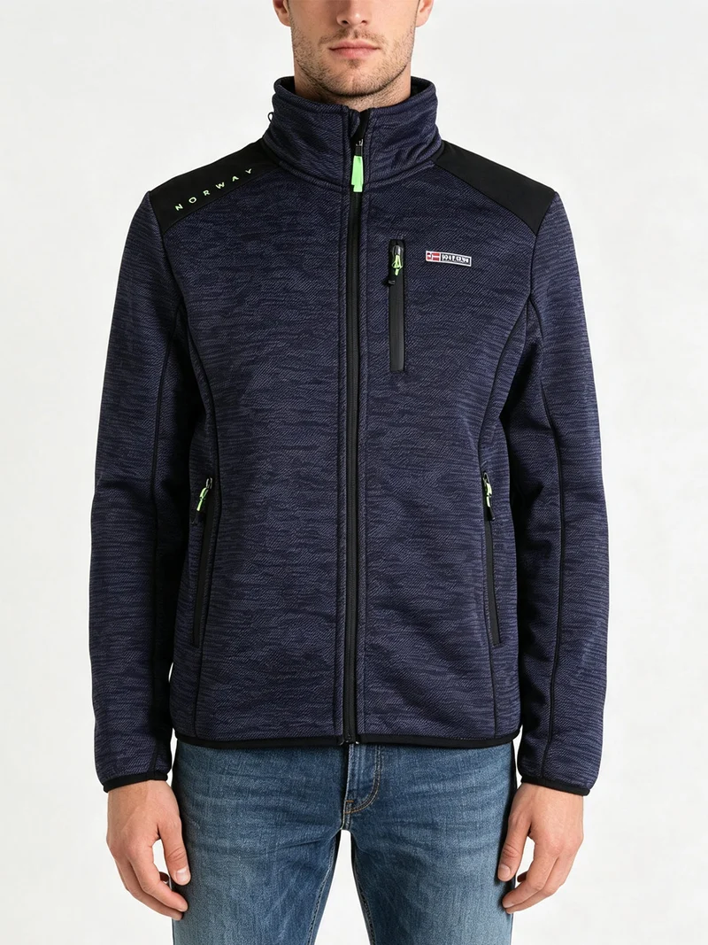 Giacca felpa invernale da uomo con zip - blu scuro