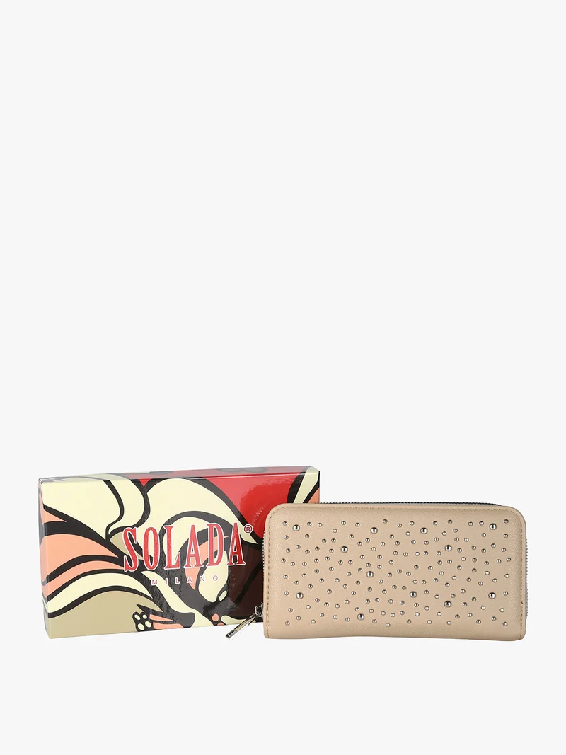 Portafoglio da donna con borchie - khaki