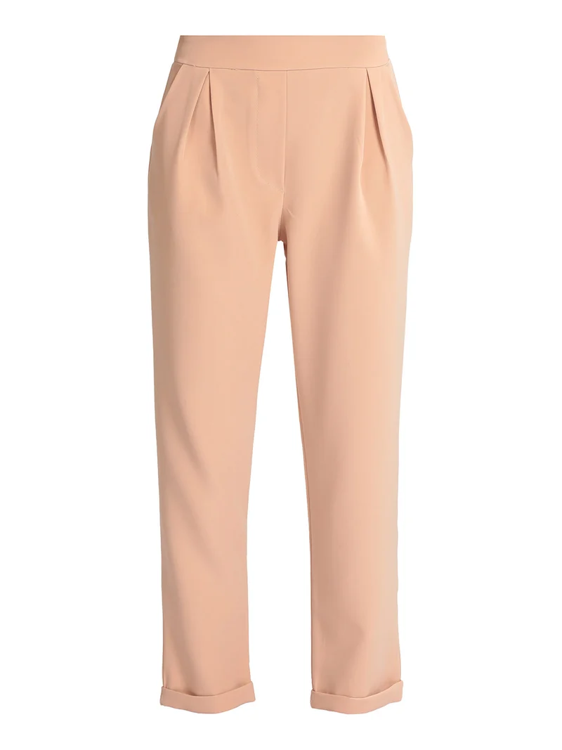 Pantaloni donna con risvolto - rosa
