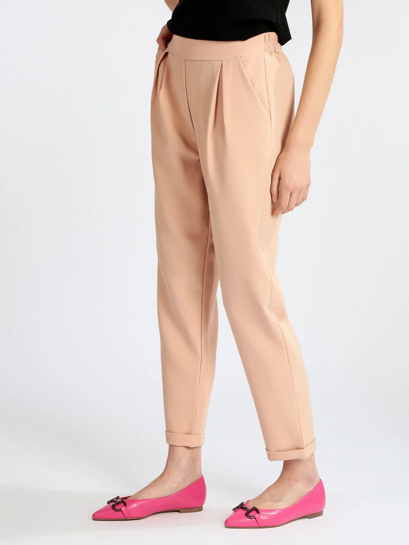 Pantaloni donna con risvolto - rosa