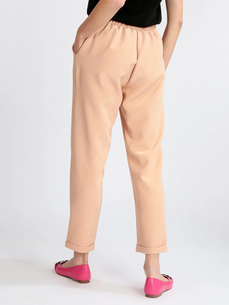 Pantaloni donna con risvolto - rosa