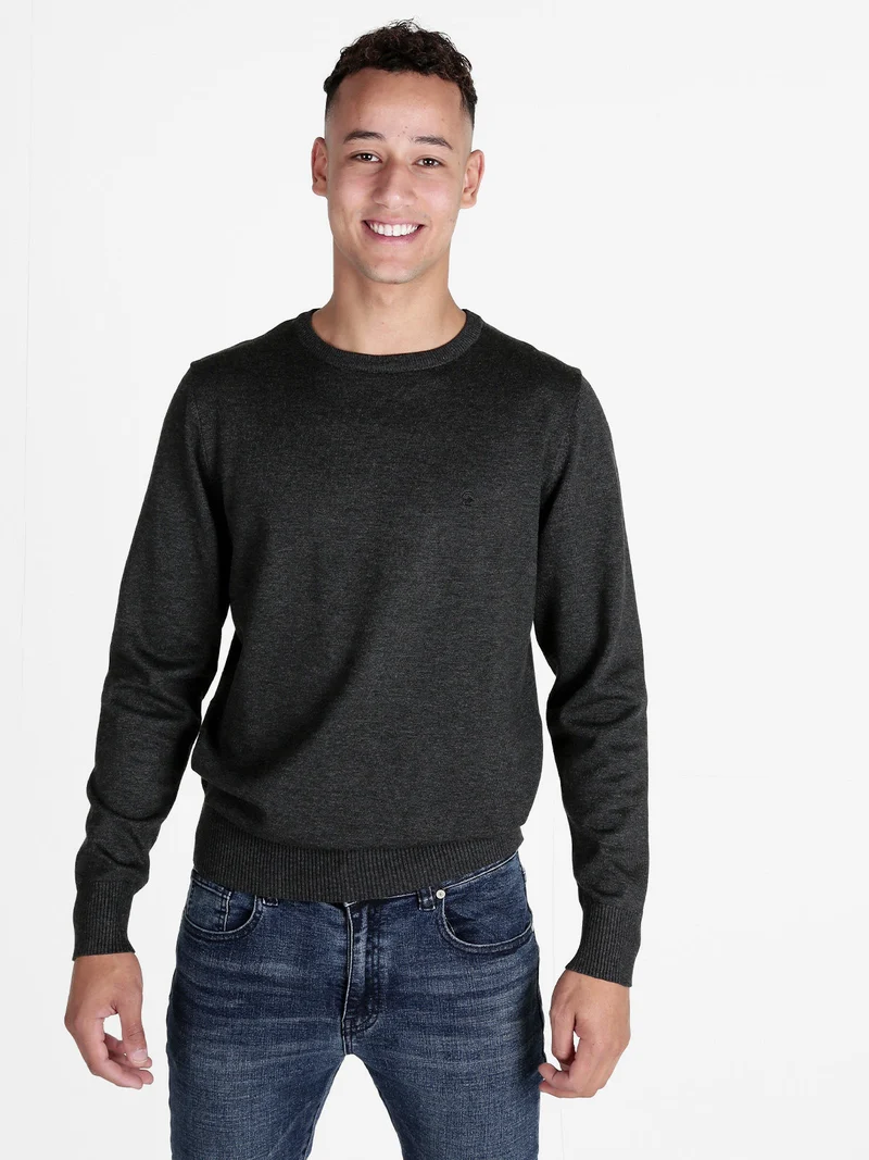Pullover girocollo da uomo tinta unita - antracite