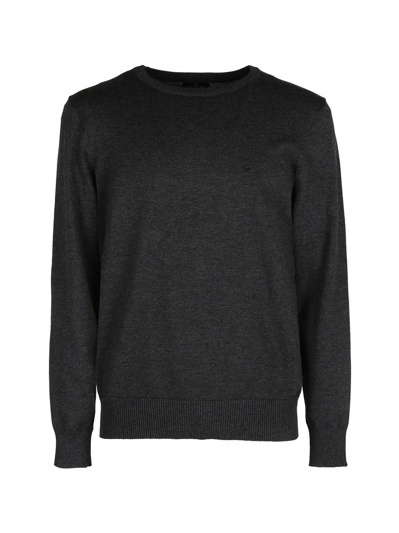 Pullover girocollo da uomo tinta unita - antracite