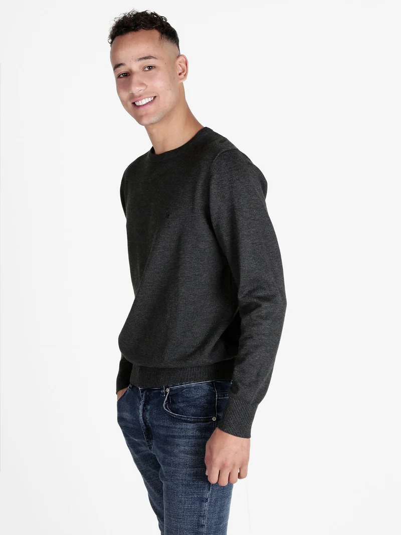 Pullover girocollo da uomo tinta unita - antracite