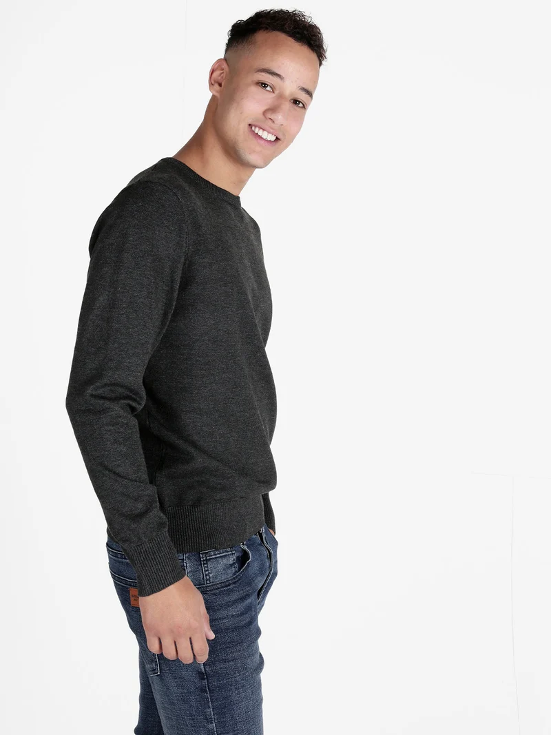 Pullover girocollo da uomo tinta unita - antracite