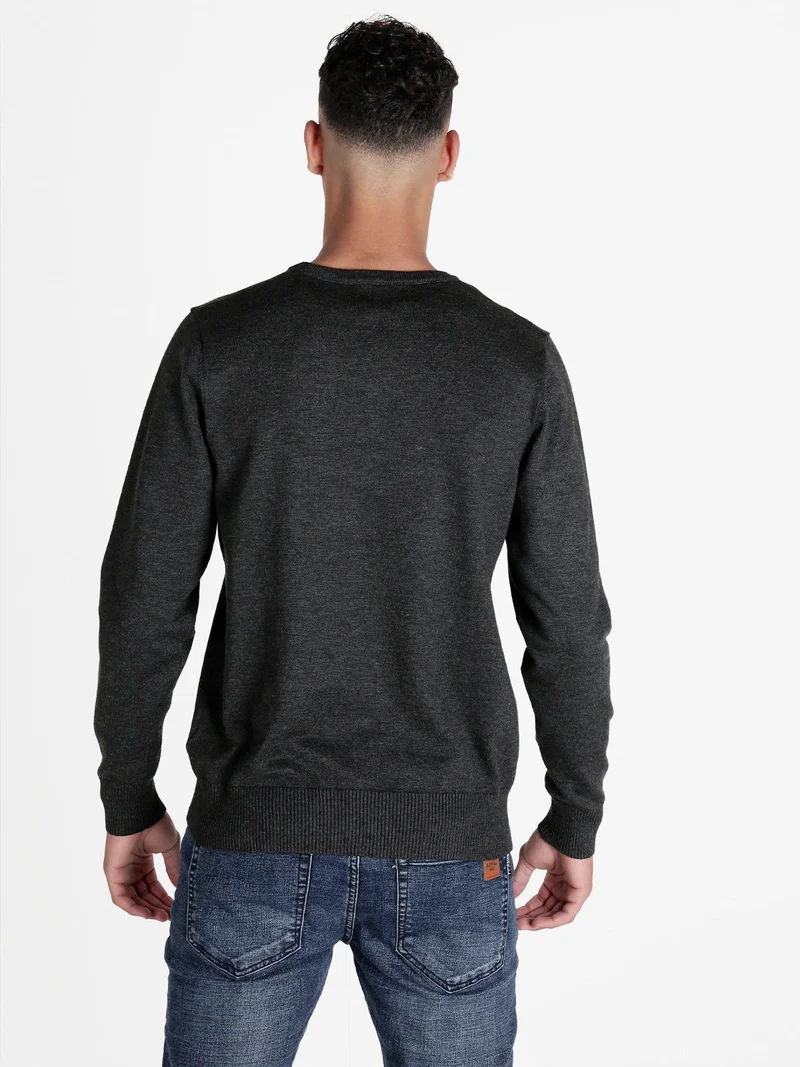Pullover girocollo da uomo tinta unita - antracite