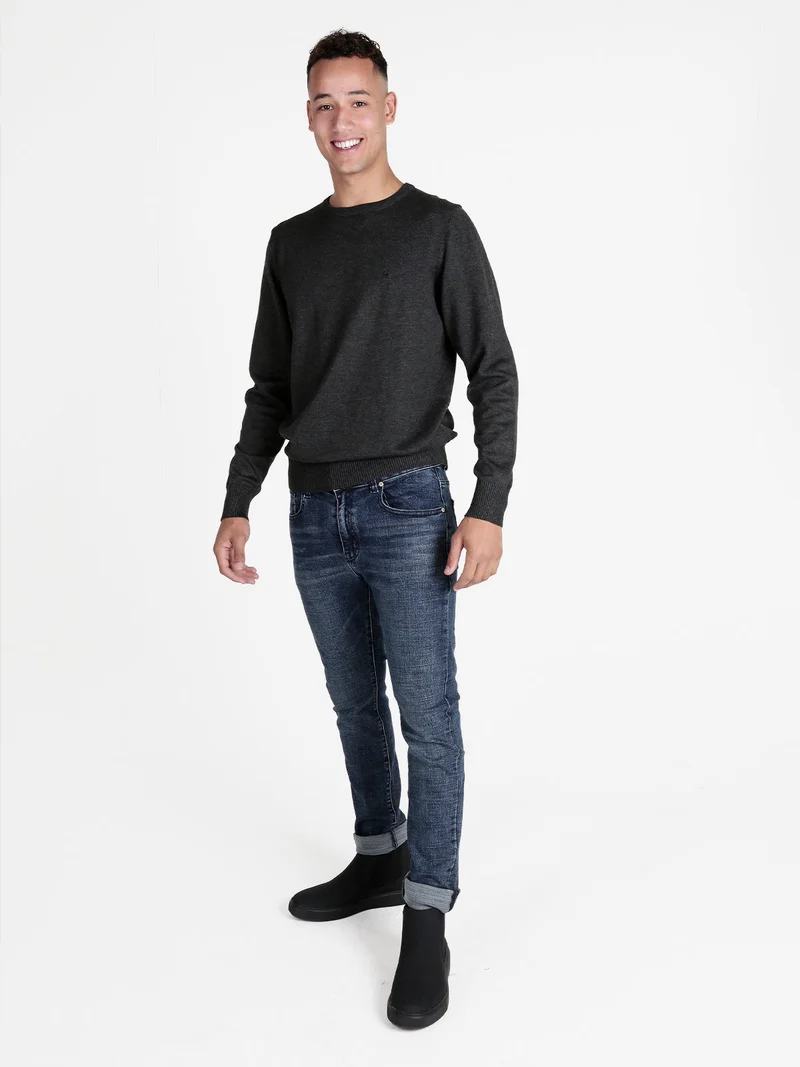 Pullover girocollo da uomo tinta unita - antracite