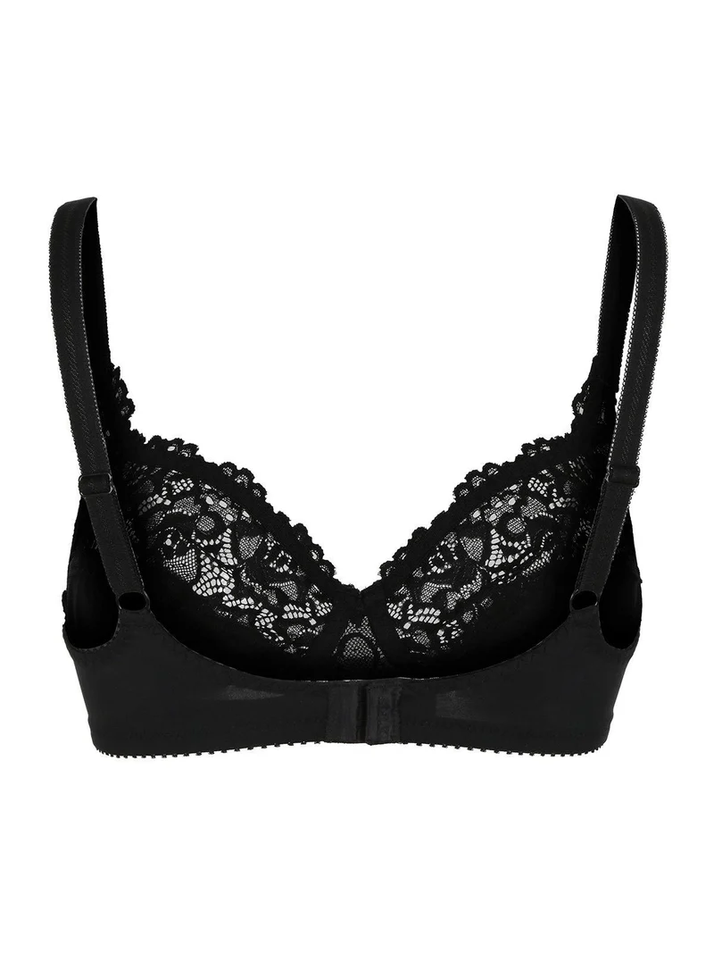 942 Reggiseno pizzo con ferretto COPPA C - nero