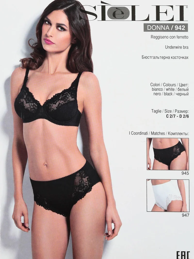 942 Reggiseno pizzo con ferretto COPPA C - nero