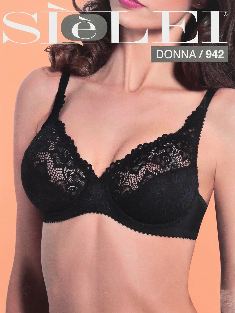 942 Reggiseno pizzo con ferretto COPPA C - nero