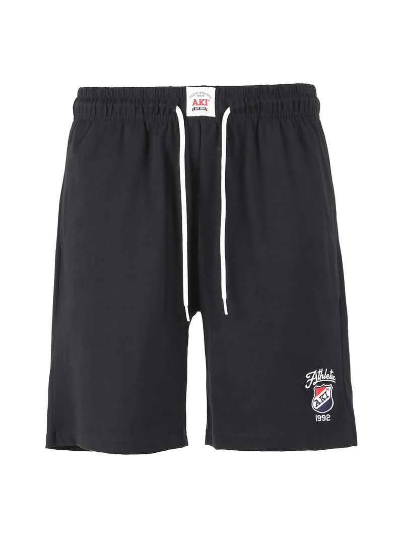 Bermuda sportivi da uomo in cotone con coulisse - nero