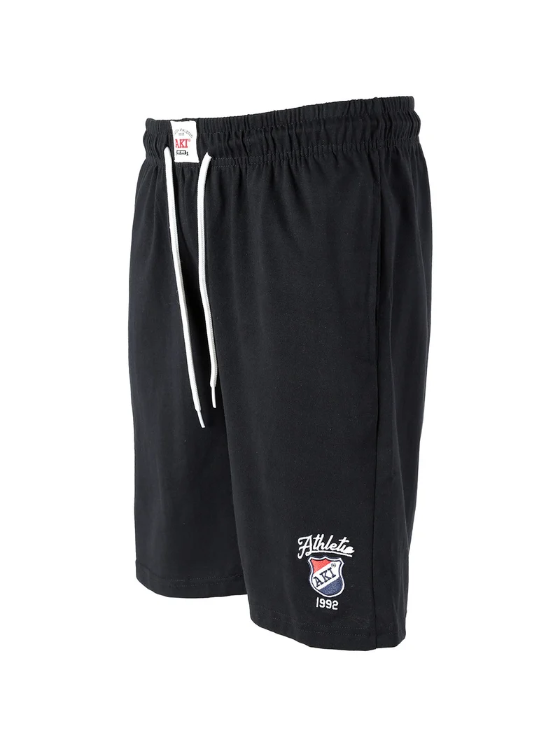 Bermuda sportivi da uomo in cotone con coulisse - nero