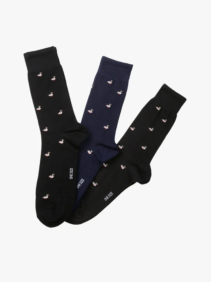 3 Paia di calze corte da uomo con stampe - blu scuro