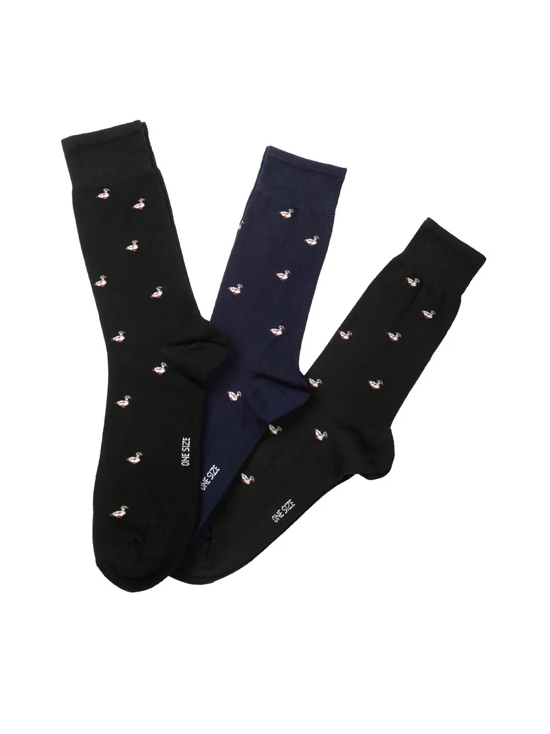 3 Paia di calze corte da uomo con stampe - blu scuro