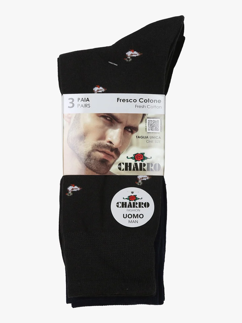 3 Paia di calze corte da uomo con stampe - blu scuro