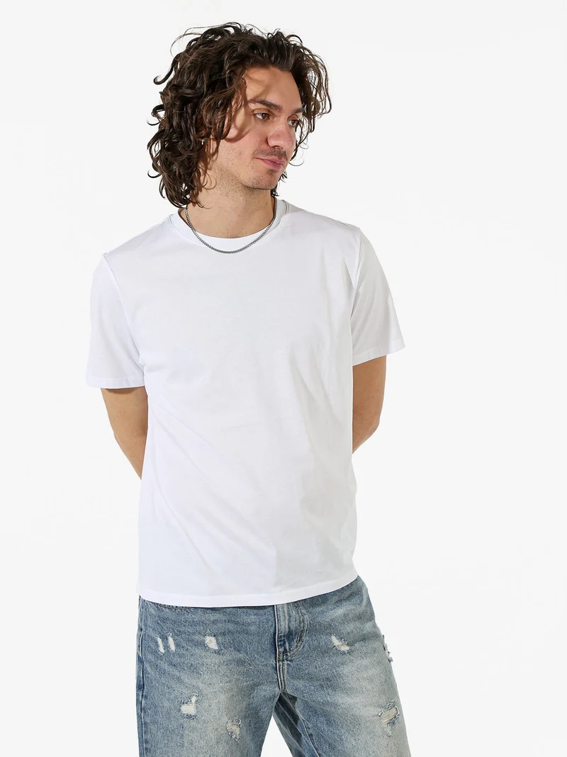 T-shirt girocollo da uomo in cotone - bianco
