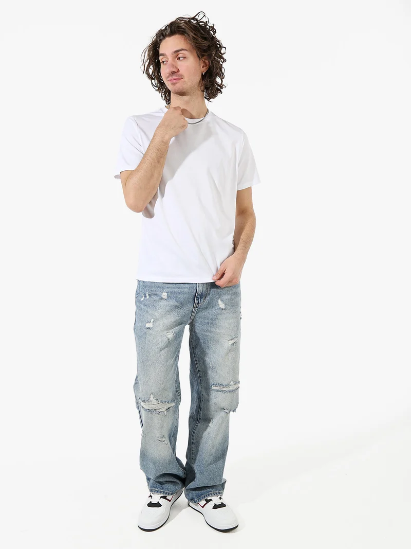 T-shirt girocollo da uomo in cotone - bianco
