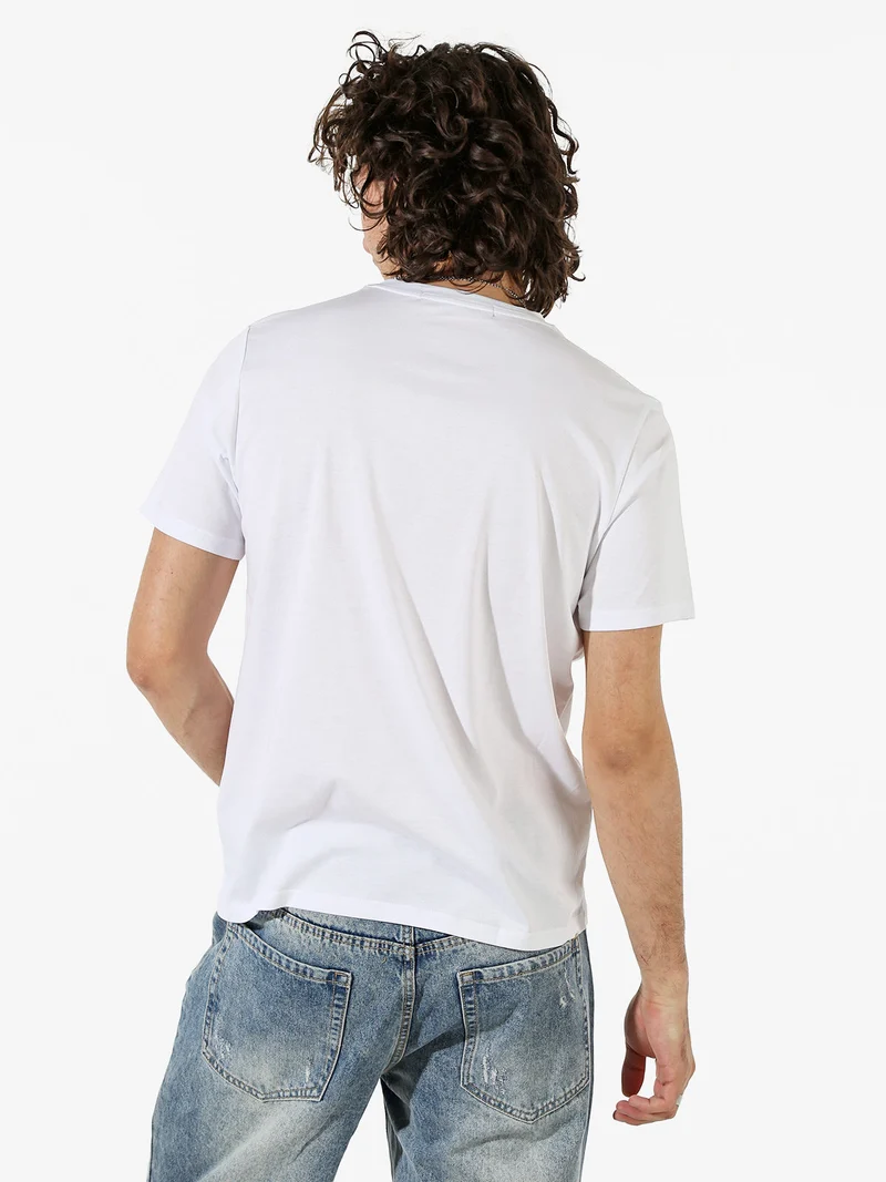 T-shirt girocollo da uomo in cotone - bianco