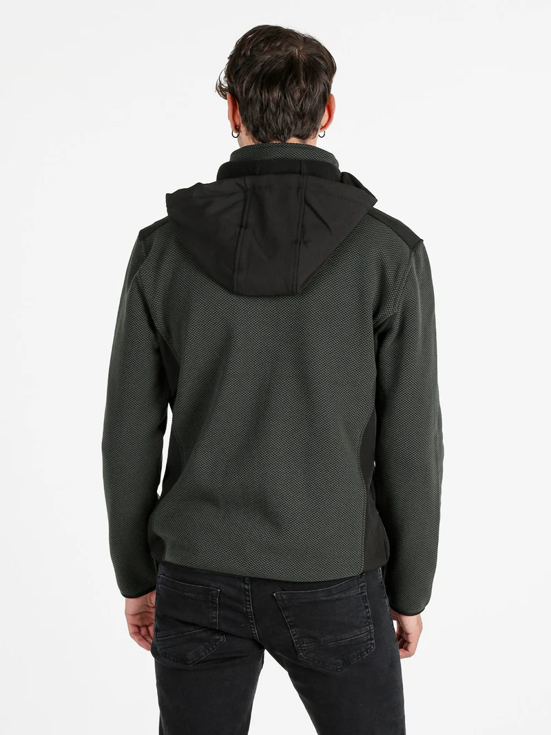 Felpa invernale da uomo con cappuccio e zip - militare